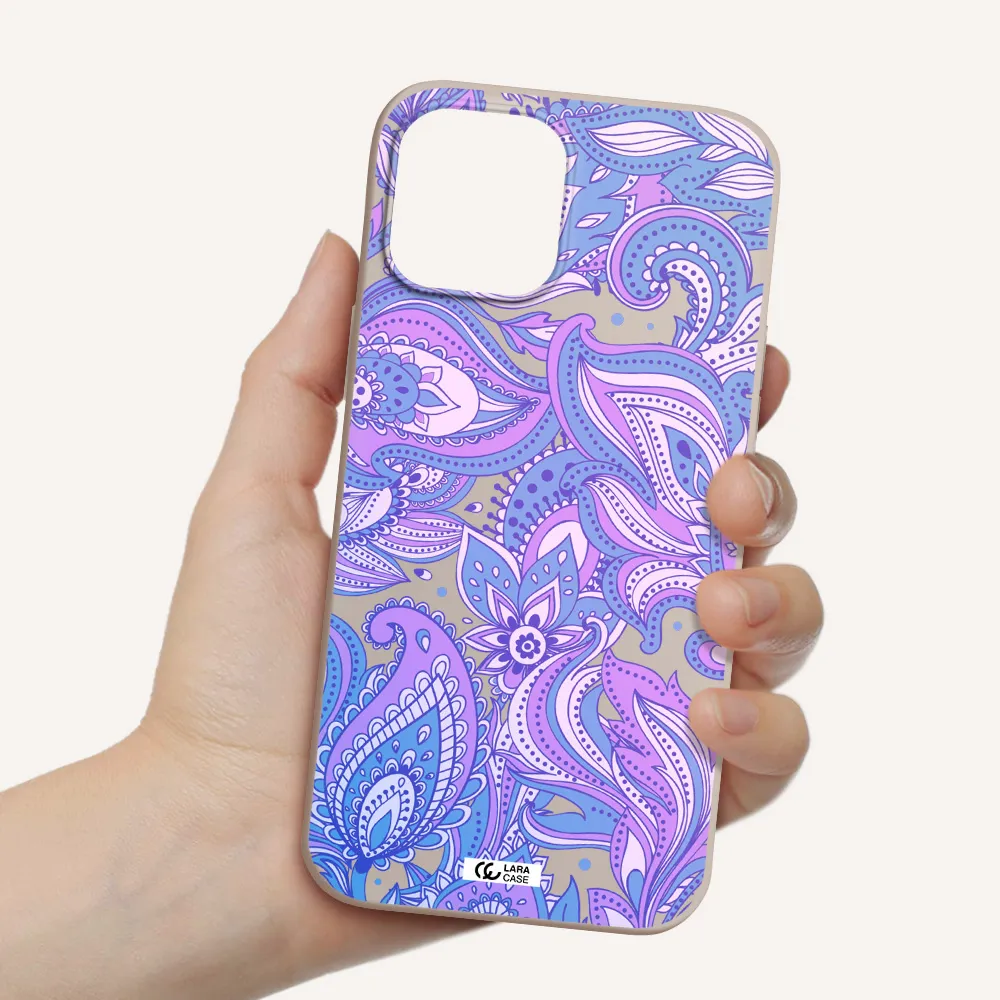 Purple Paisley Apple iPhone 12 pro Silicone Stone Case