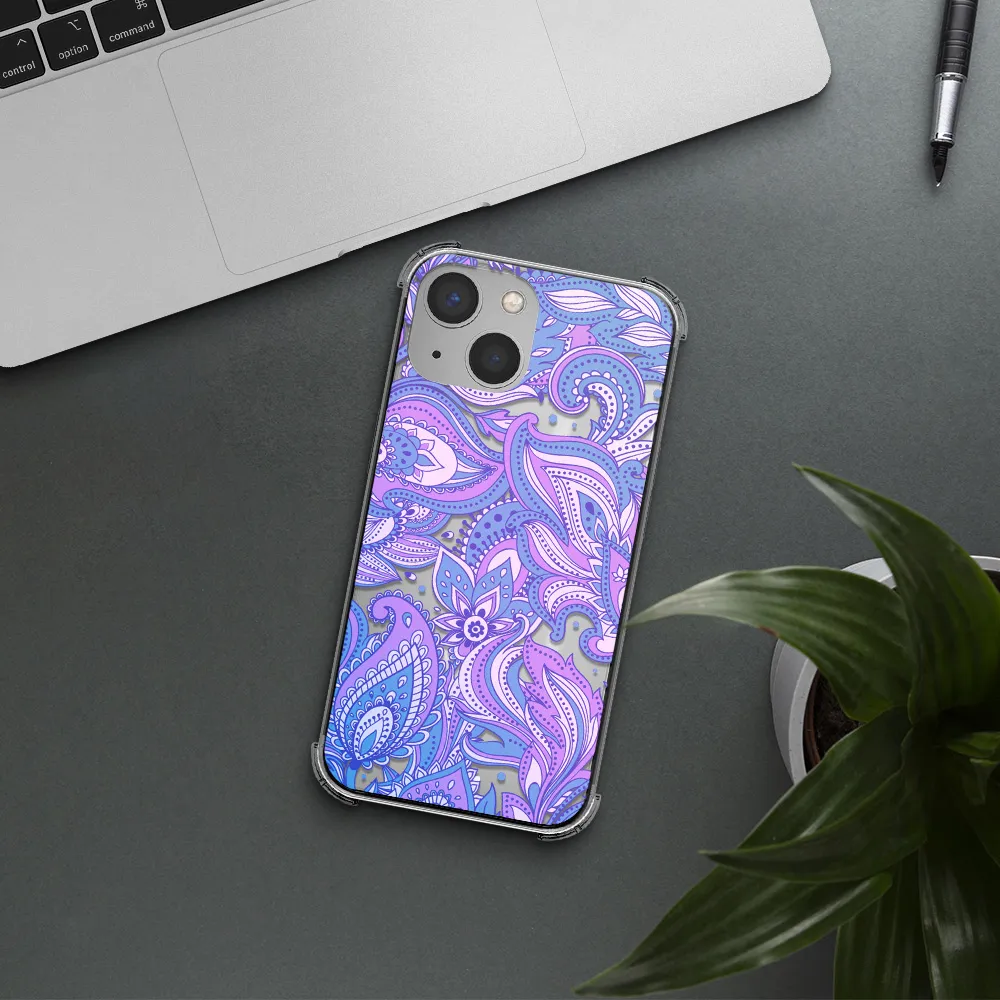 Purple Paisley Apple iPhone 13 Clear PC Case