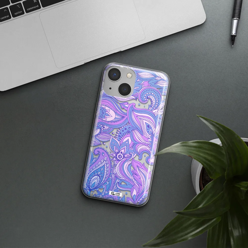 Purple Paisley Apple iPhone 13 Clear TPU Case