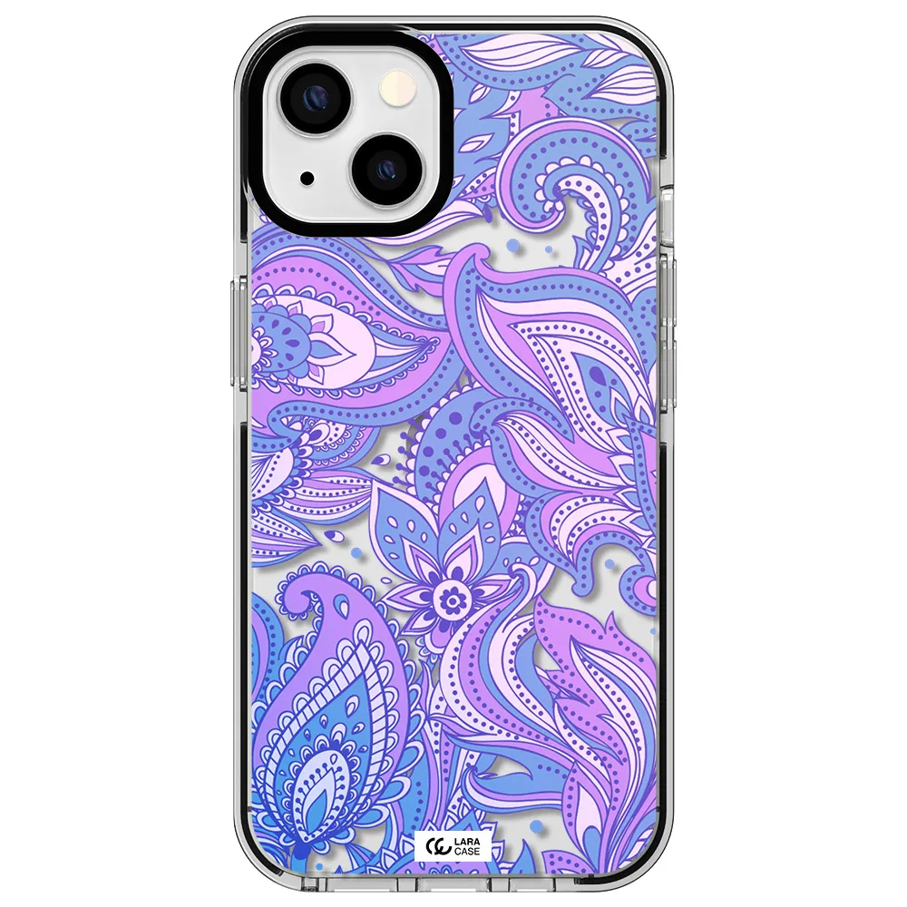 Purple Paisley Apple iPhone 13 impact black border Case