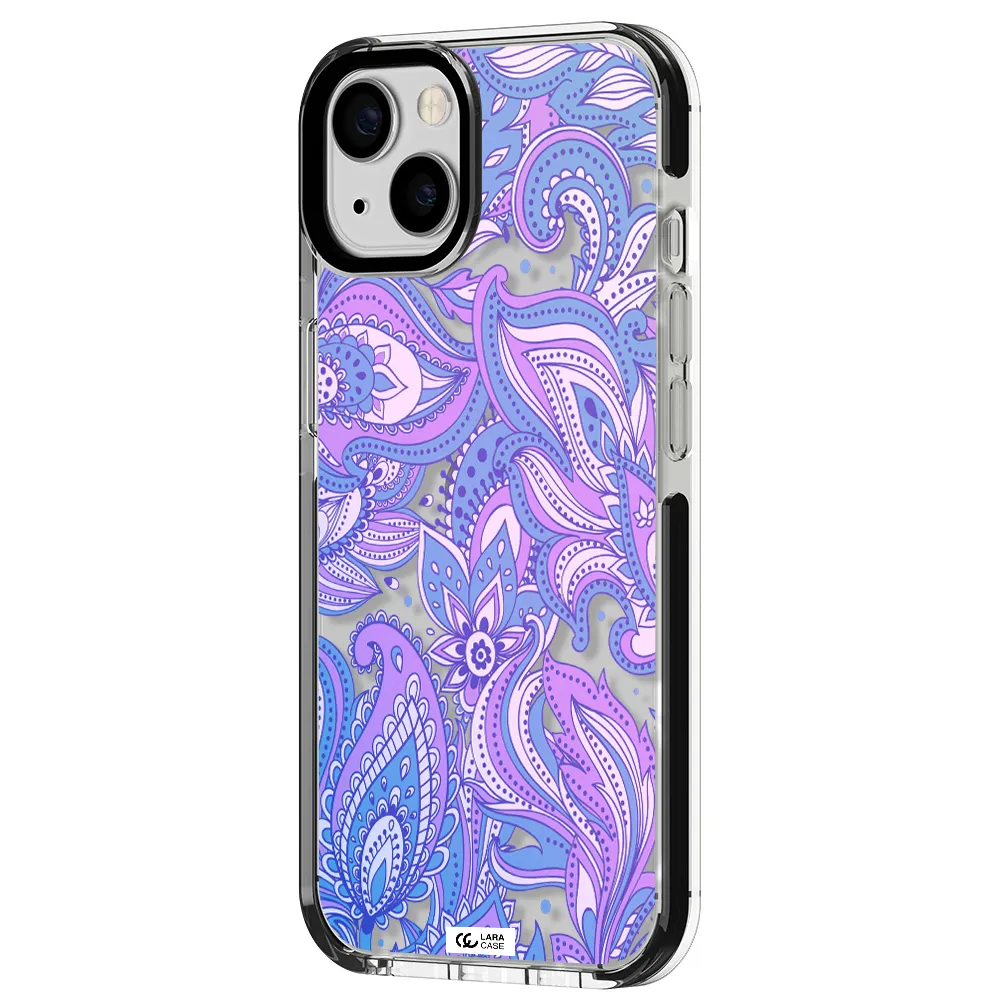 Purple Paisley Apple iPhone 13 impact black border Case