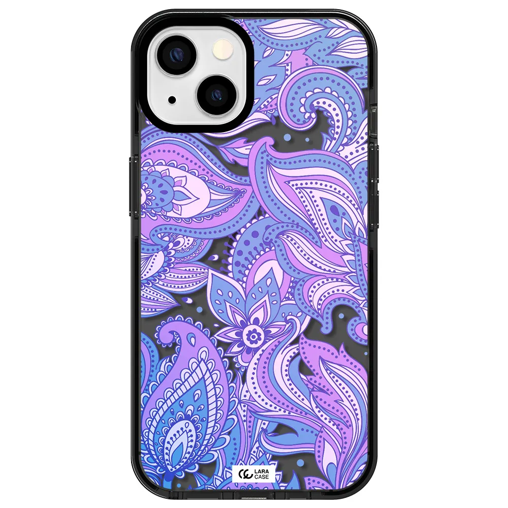 Purple Paisley Apple iPhone 13 impact Smoke Black Case