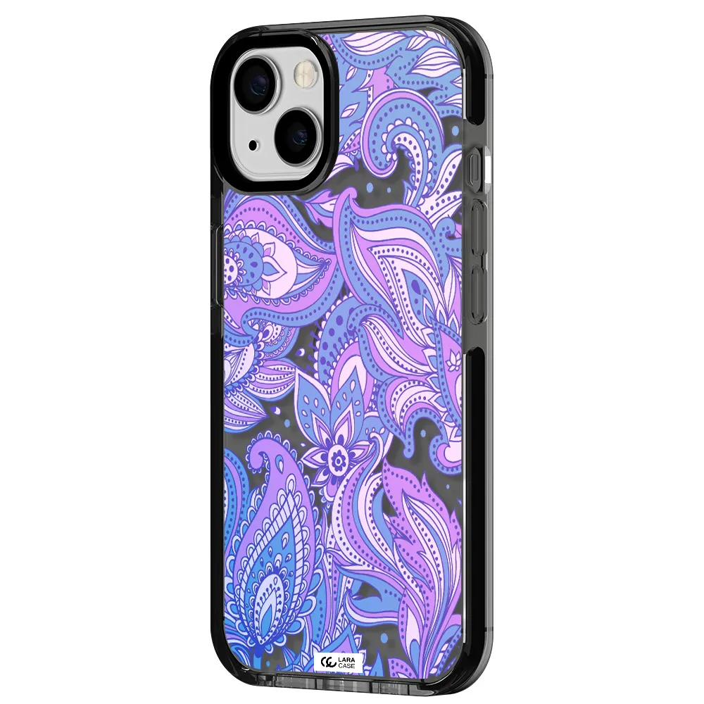 Purple Paisley Apple iPhone 13 impact Smoke Black Case