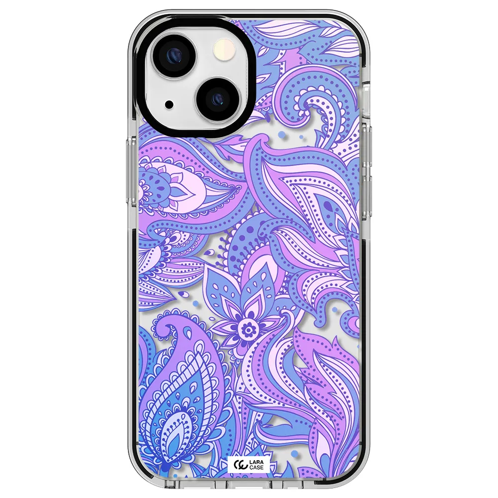 Purple Paisley Apple iPhone 13 mini impact black border Case