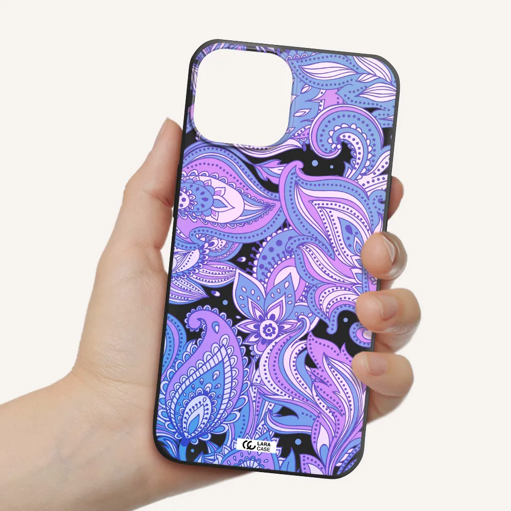 Purple Paisley Apple iPhone 13 mini Silicone black Case