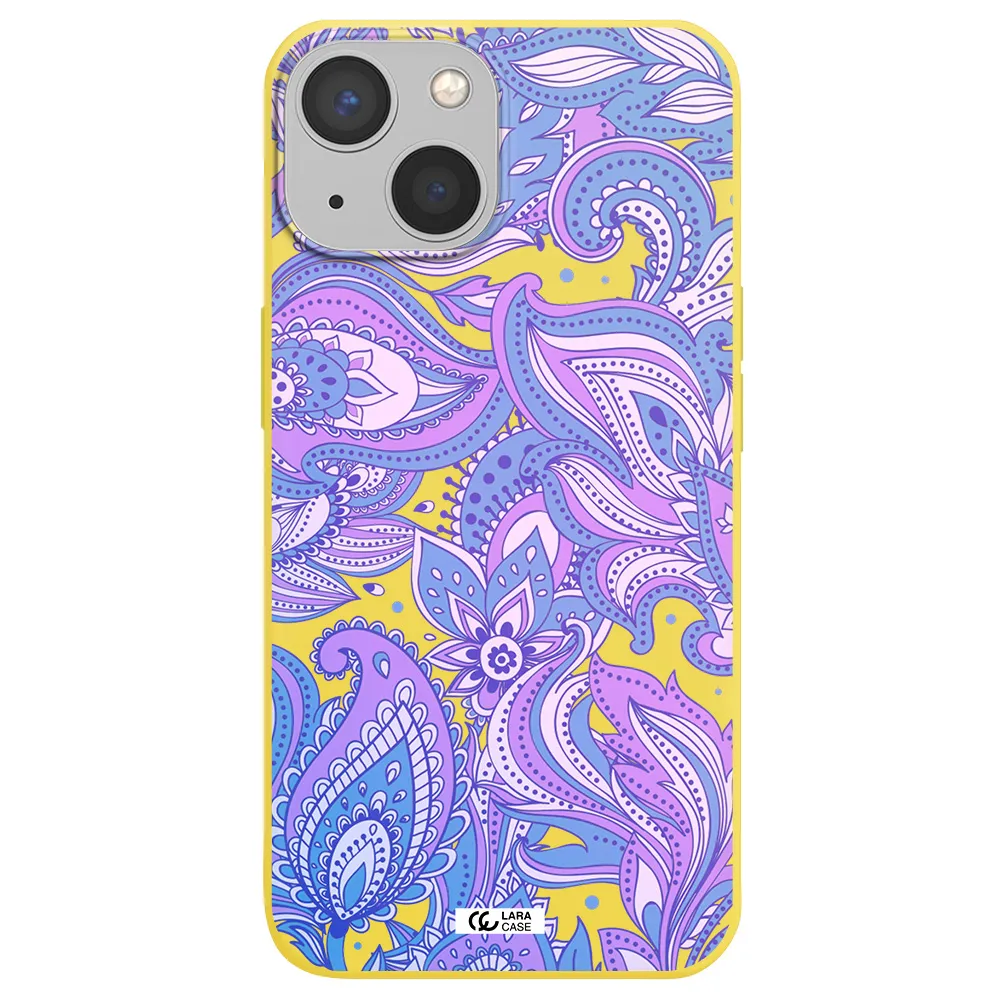 Purple Paisley Apple iPhone 13 mini Silicone canary yellow Case