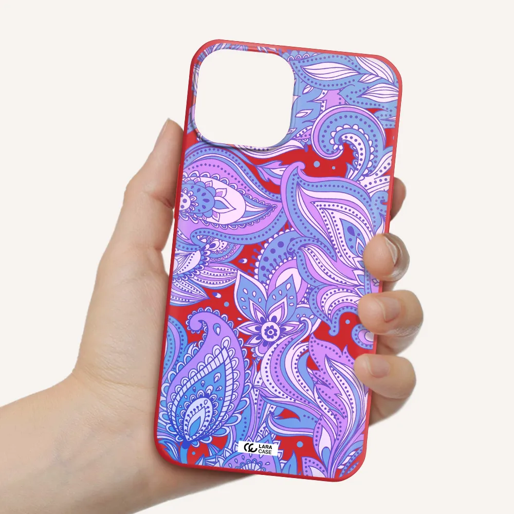 Purple Paisley Apple iPhone 13 mini Silicone Imperial Red Case