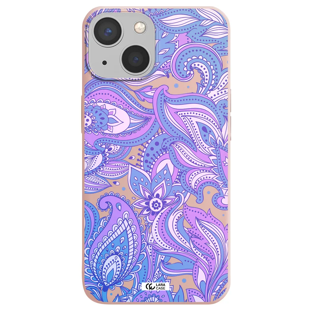 Purple Paisley Apple iPhone 13 mini Silicone pastel pink Case