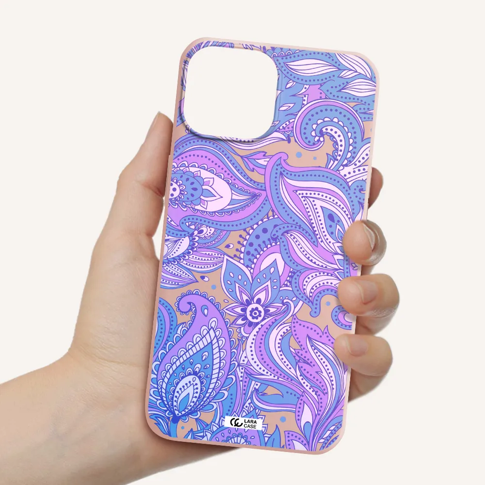 Purple Paisley Apple iPhone 13 mini Silicone pastel pink Case