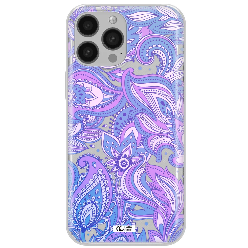 Purple Paisley Apple iPhone 13 Pro Clear TPU Case