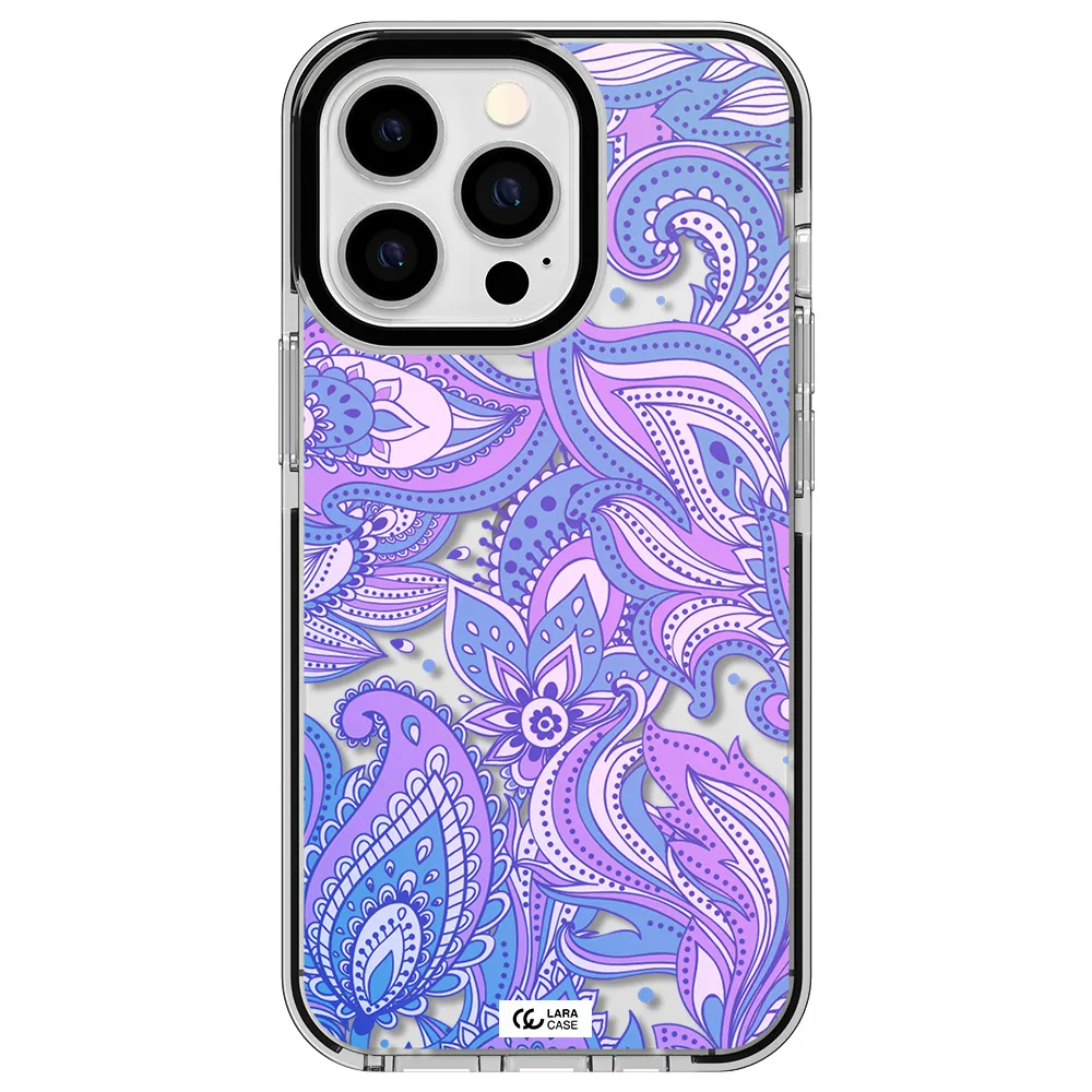 Purple Paisley Apple iPhone 13 Pro impact black border Case
