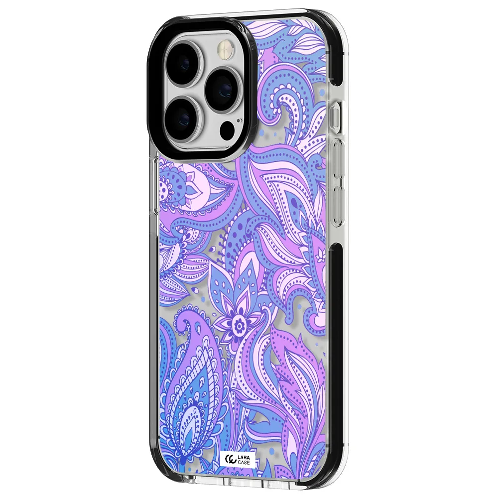 Purple Paisley Apple iPhone 13 Pro impact black border Case