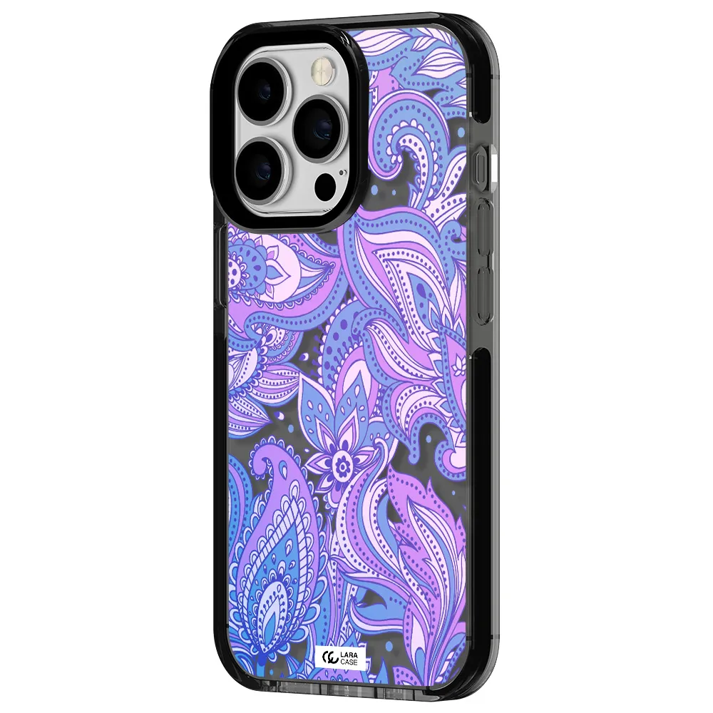 Purple Paisley Apple iPhone 13 Pro impact Smoke Black Case