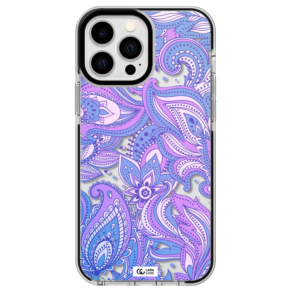 Purple Paisley Apple iPhone 13 Pro Max impact black border Case