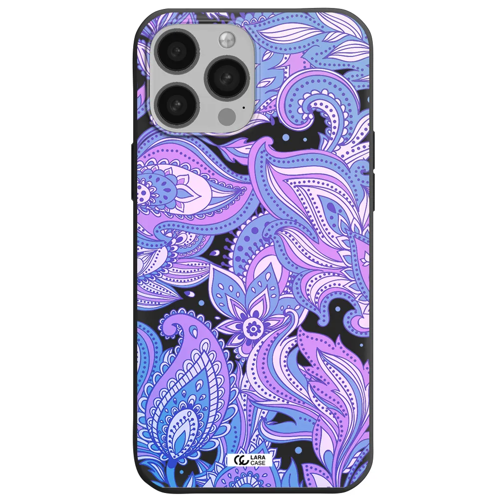 Purple Paisley Apple iPhone 13 Pro Max Silicone black Case
