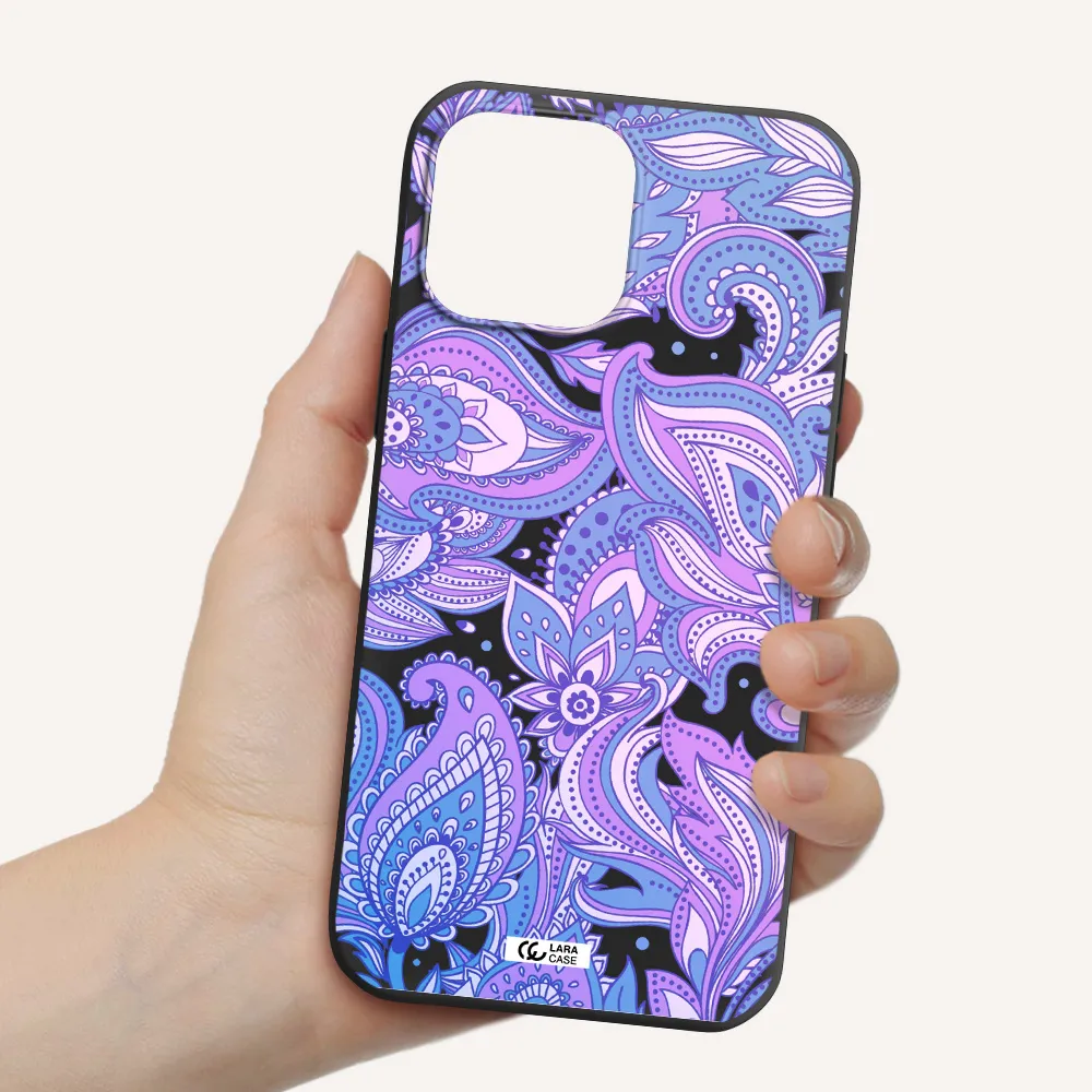 Purple Paisley Apple iPhone 13 Pro Max Silicone black Case