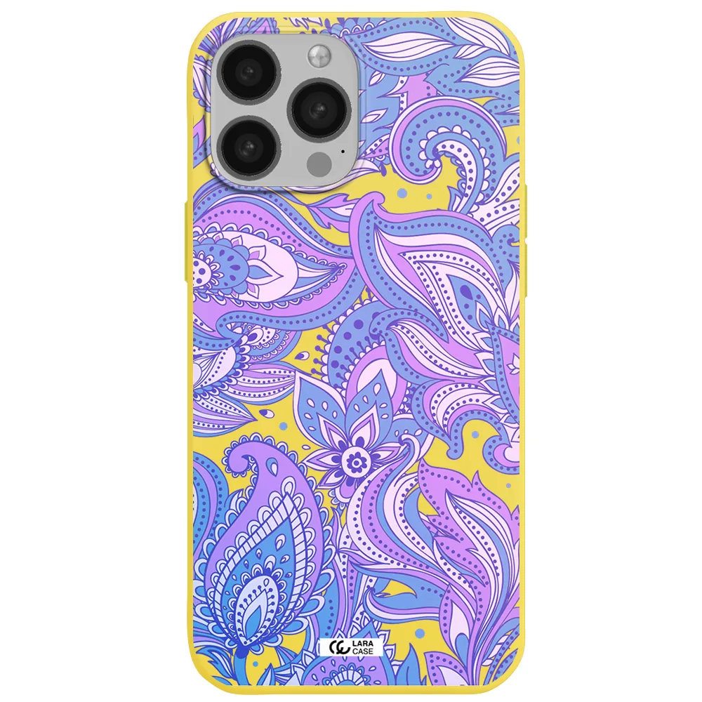 Purple Paisley Apple iPhone 13 Pro Max Silicone canary yellow Case