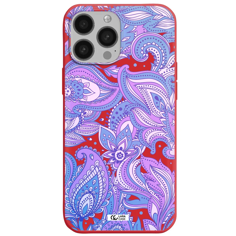 Purple Paisley Apple iPhone 13 Pro Max Silicone Imperial Red Case