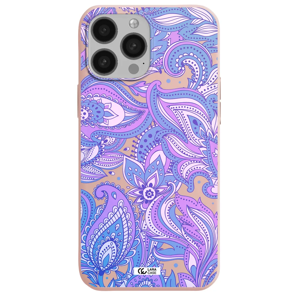Purple Paisley Apple iPhone 13 Pro Max Silicone pastel pink Case