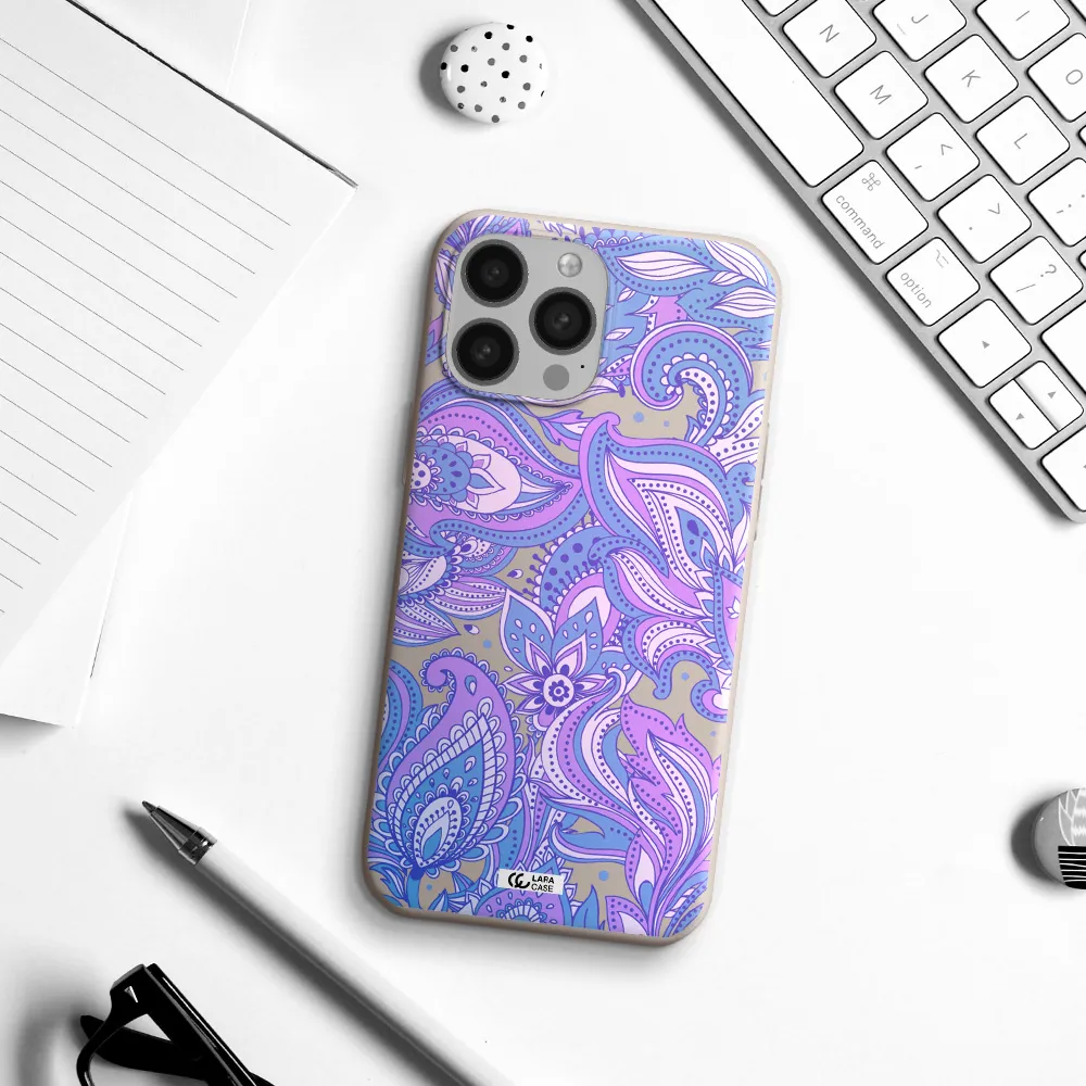 Purple Paisley Apple iPhone 13 Pro Max Silicone Stone Case