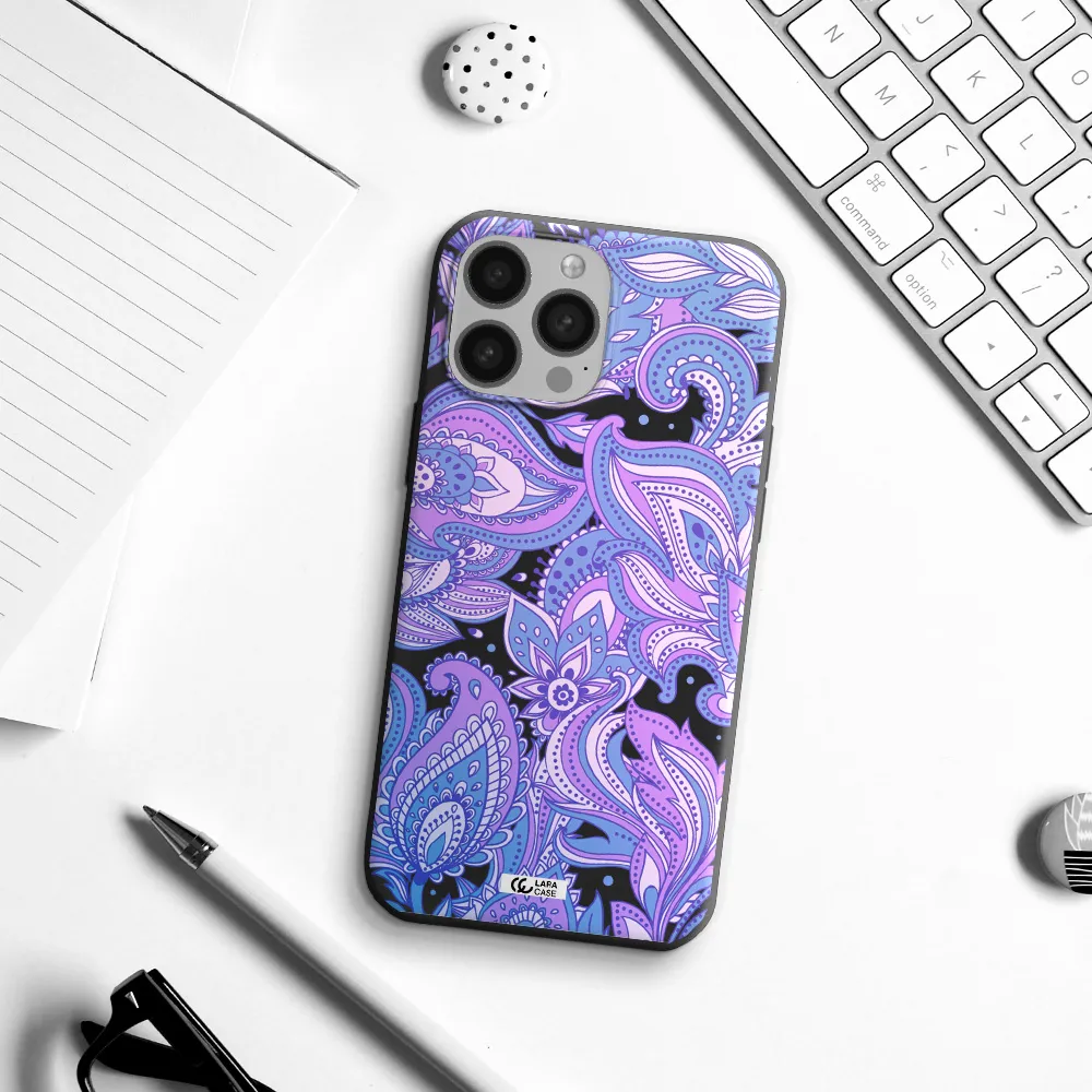 Purple Paisley Apple iPhone 13 Pro Silicone black Case