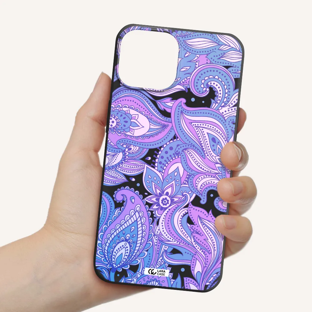 Purple Paisley Apple iPhone 13 Silicone black Case