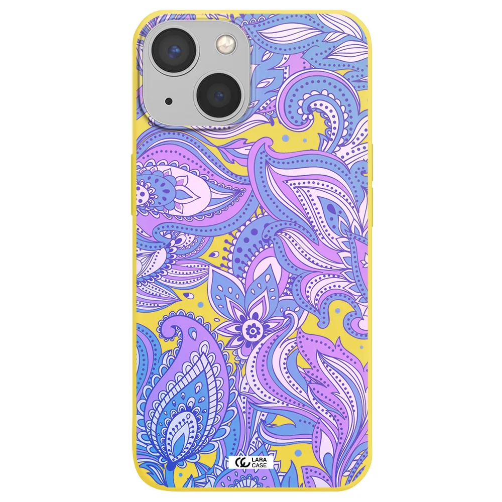 Purple Paisley Apple iPhone 13 Silicone canary yellow Case