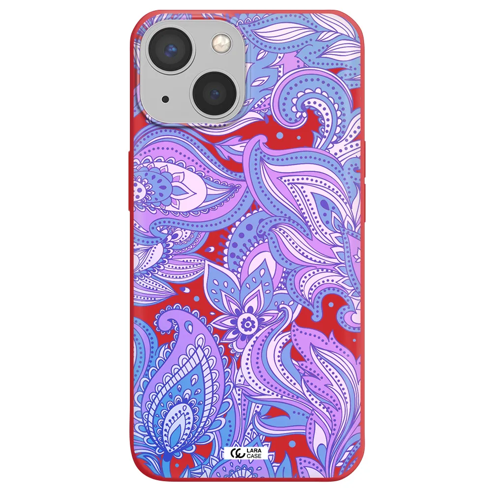 Purple Paisley Apple iPhone 13 Silicone Imperial Red Case