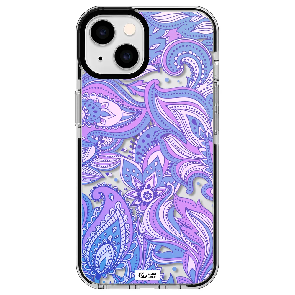 Purple Paisley Apple iPhone 14 impact black border Case