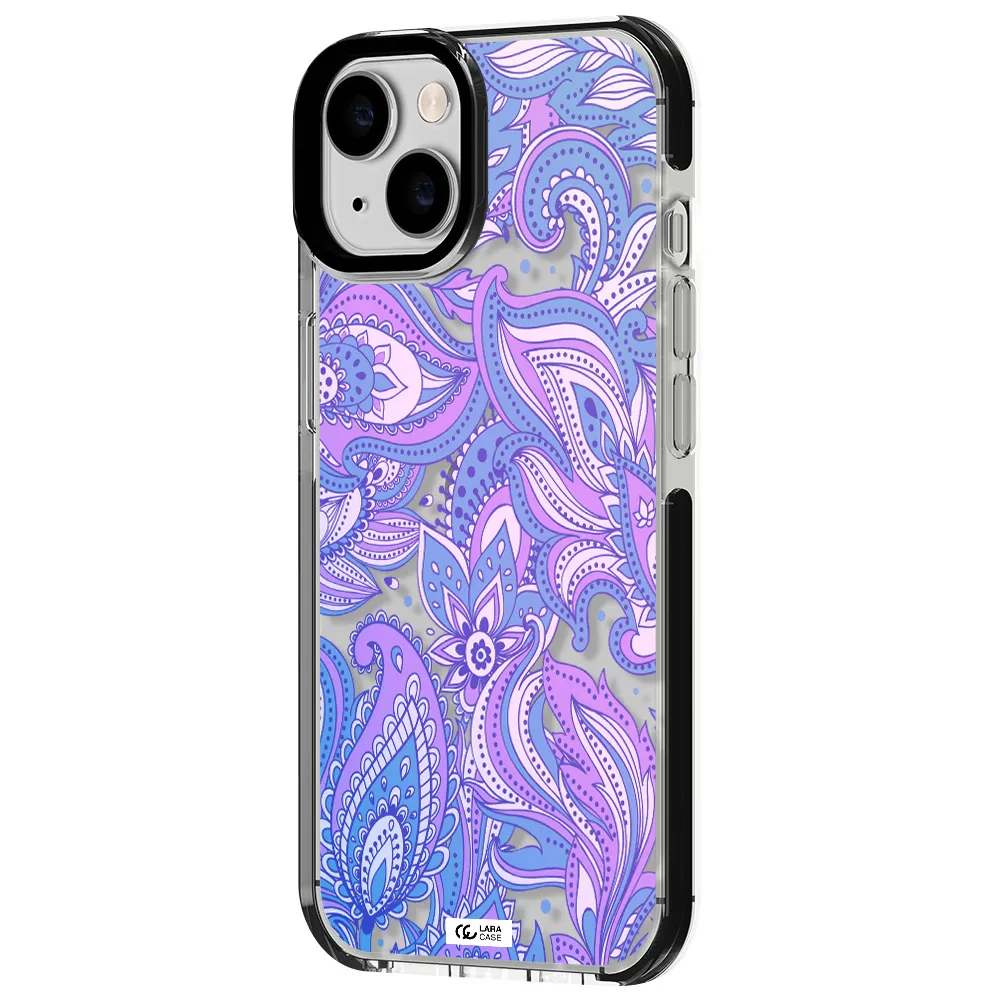 Purple Paisley Apple iPhone 14 impact black border Case