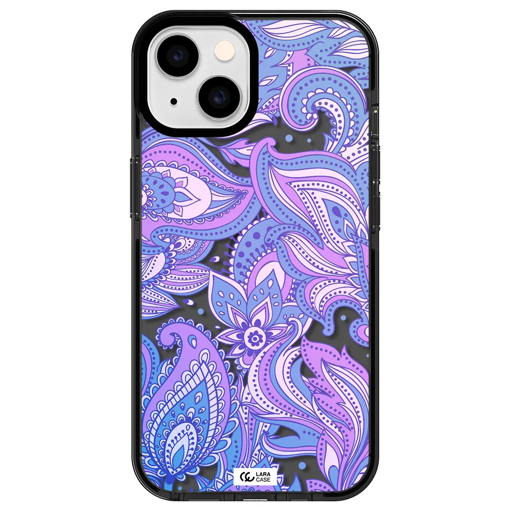Purple Paisley Apple iPhone 14 impact Smoke Black Case