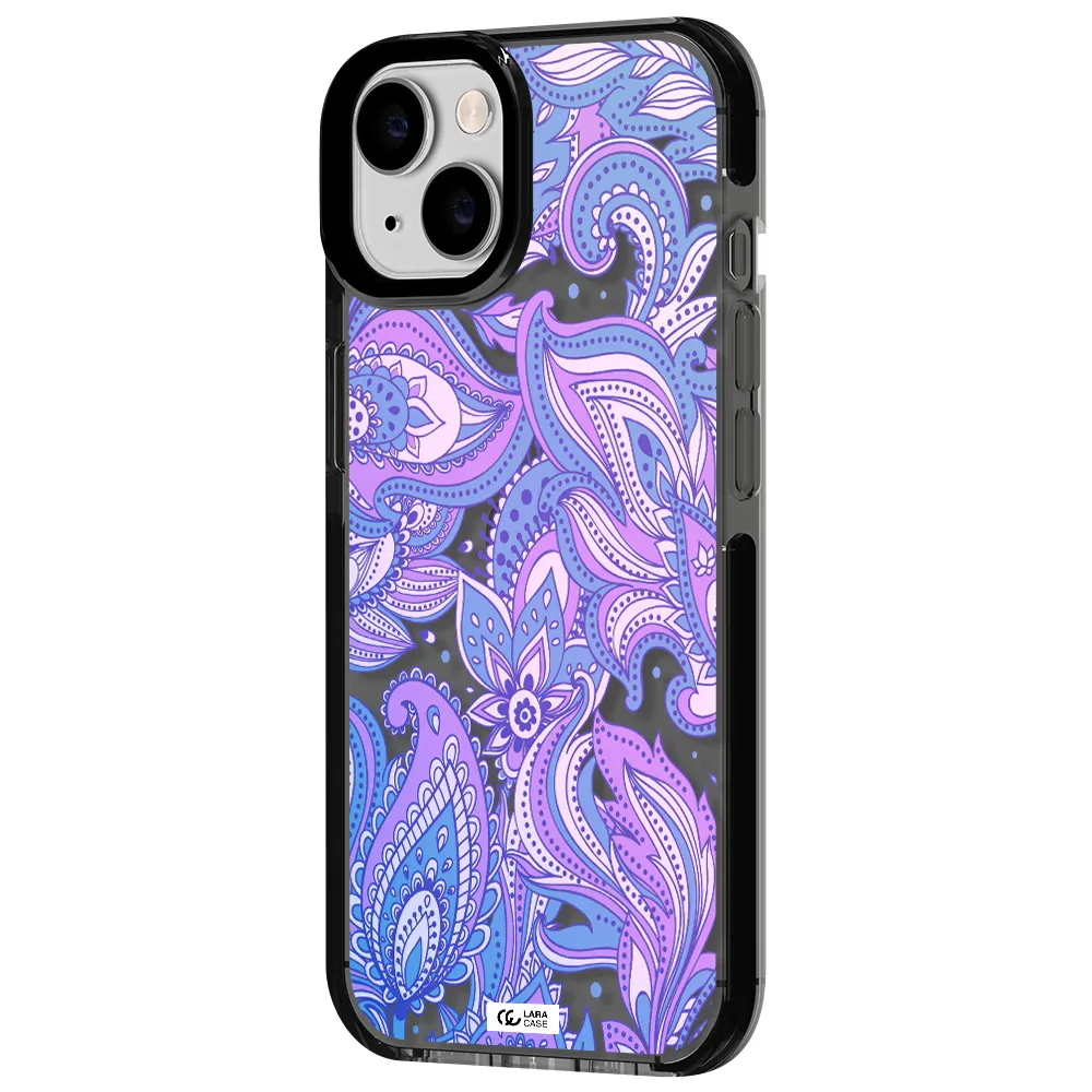Purple Paisley Apple iPhone 14 impact Smoke Black Case