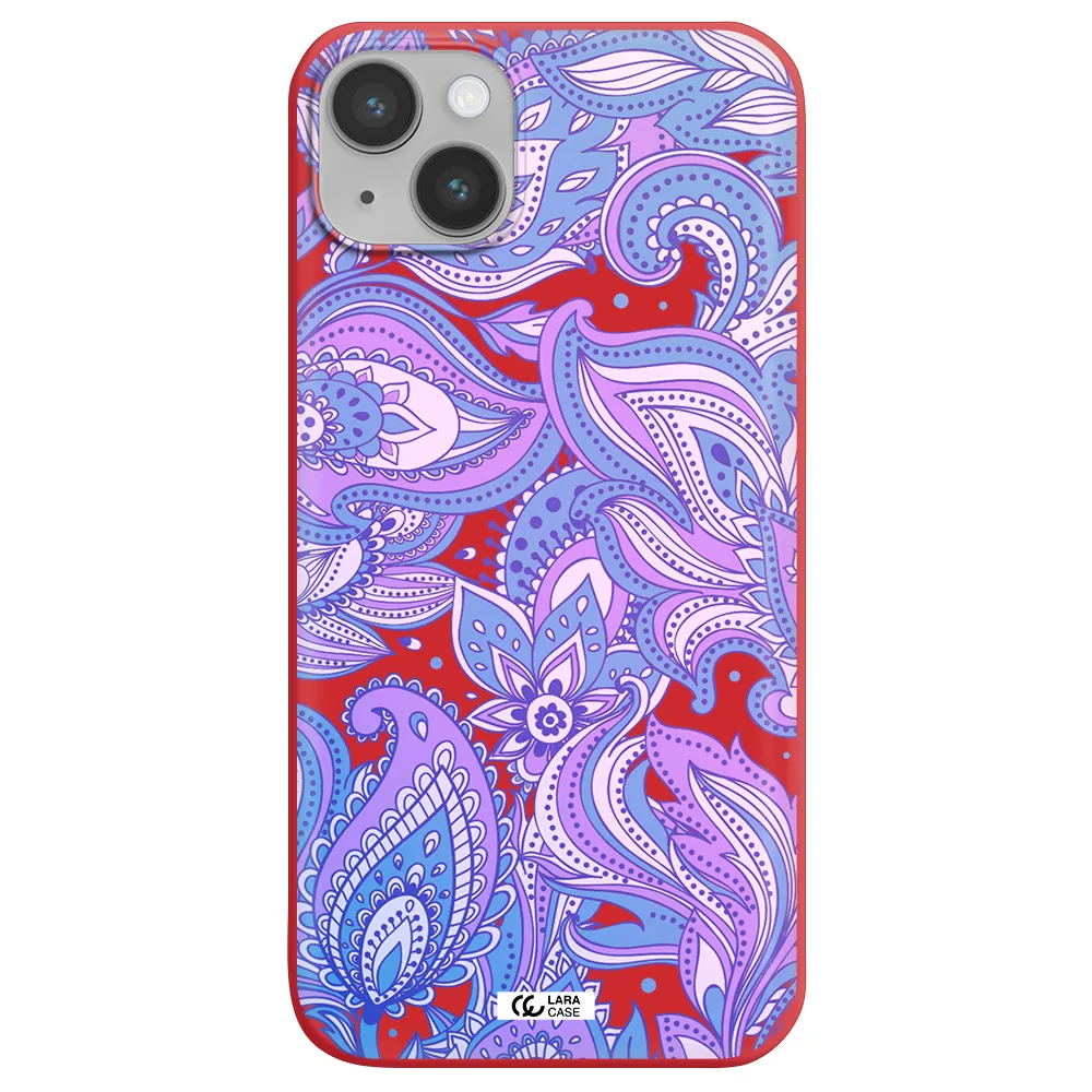 Purple Paisley Apple iPhone 14 plus Silicone Imperial Red Case