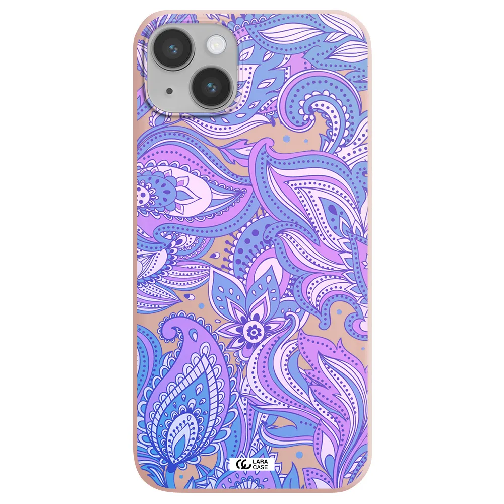 Purple Paisley Apple iPhone 14 plus Silicone pastel pink Case