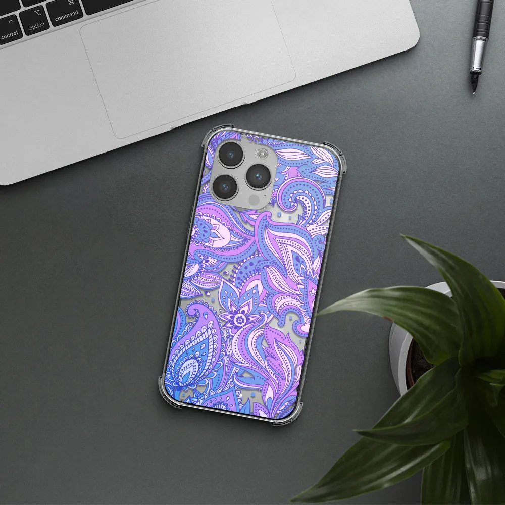 Purple Paisley Apple iPhone 14 pro Clear PC Case