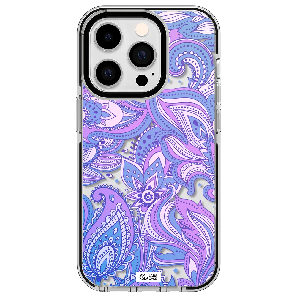 Purple Paisley Apple iPhone 14 pro impact black border Case