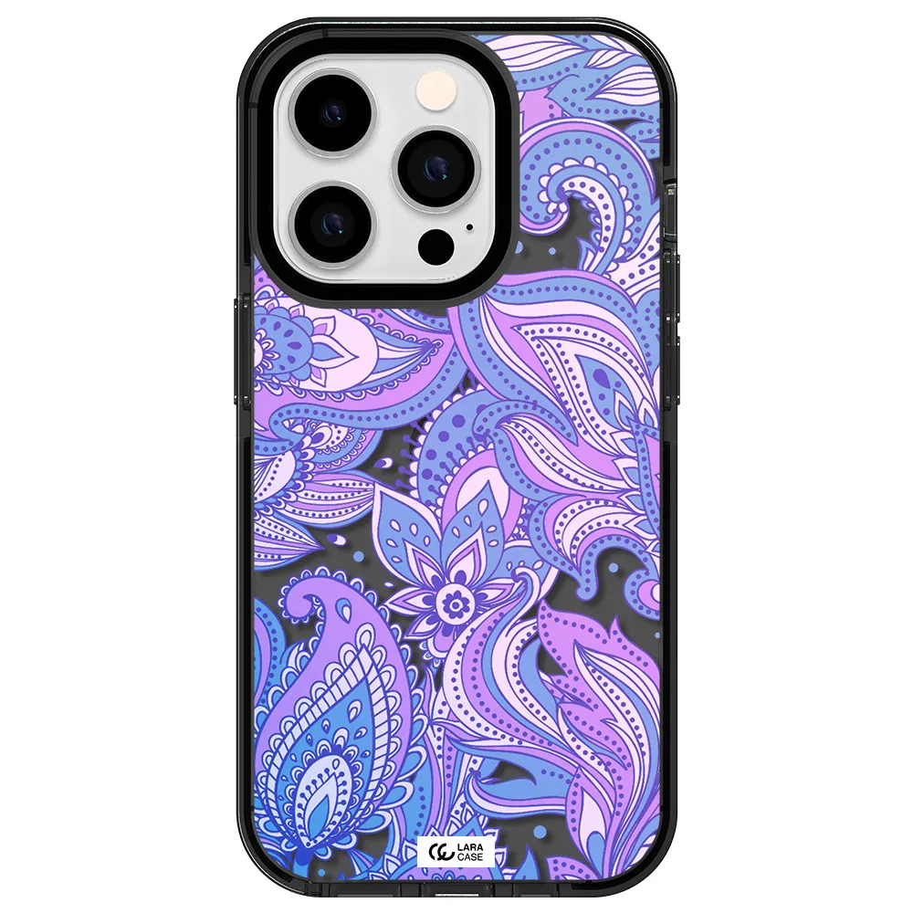 Purple Paisley Apple iPhone 14 pro impact Smoke Black Case