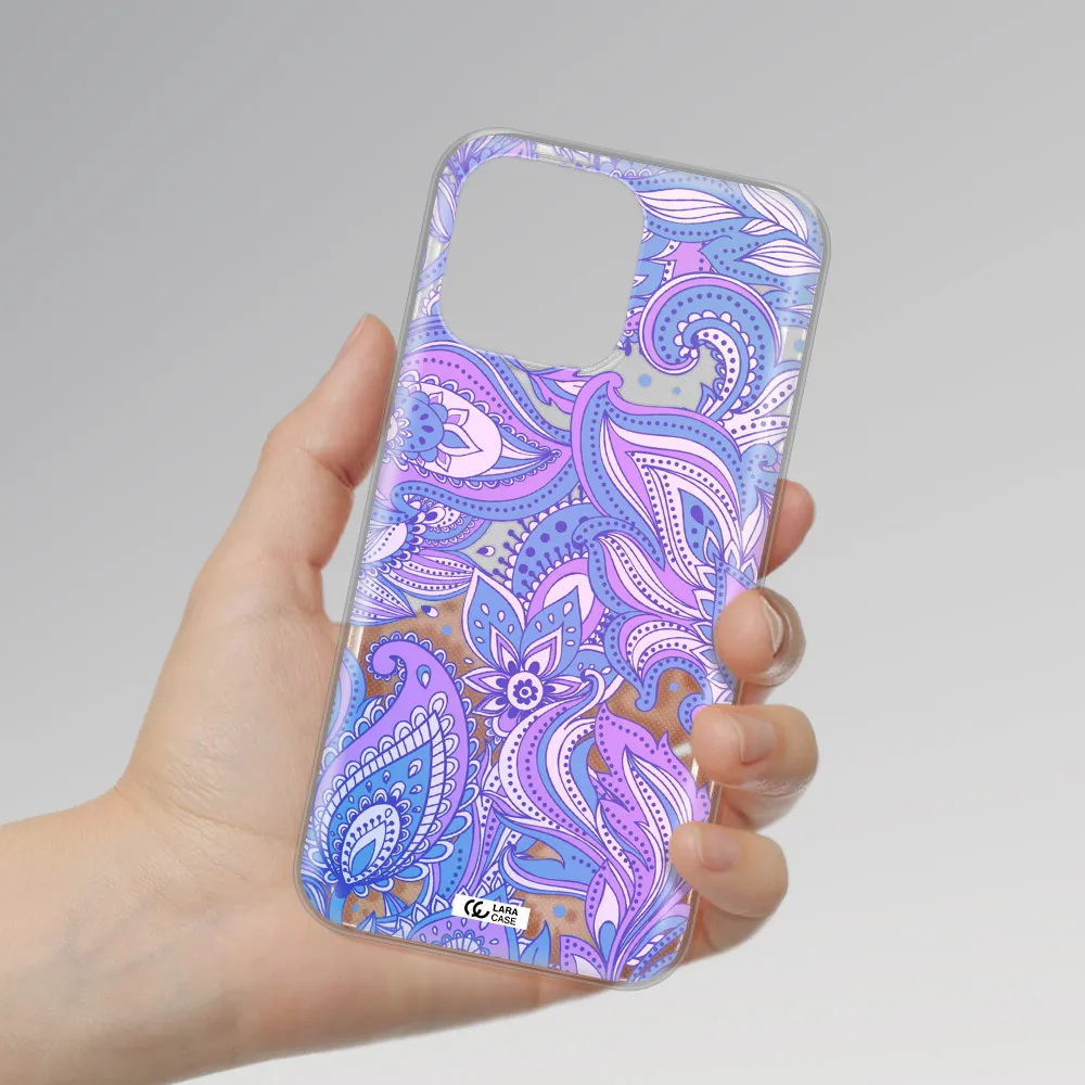 Purple Paisley Apple iPhone 14 pro max Clear TPU Case