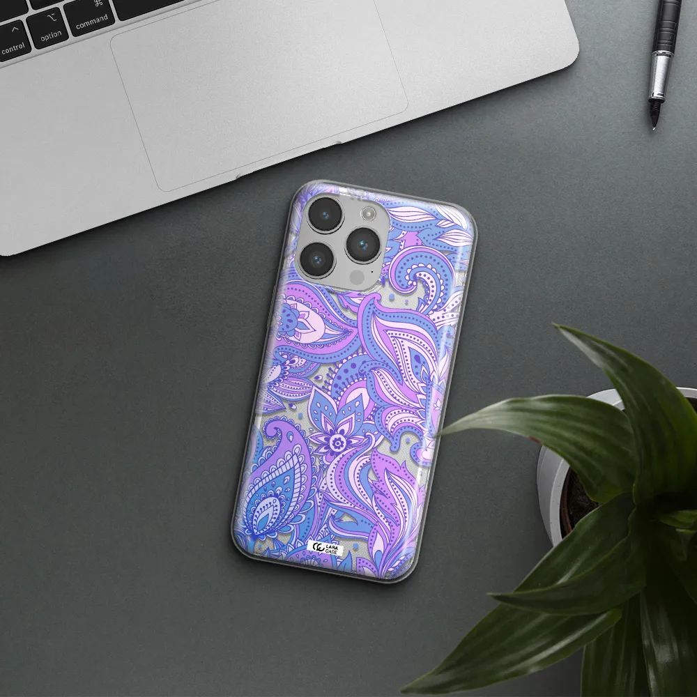 Purple Paisley Apple iPhone 14 pro max Clear TPU Case