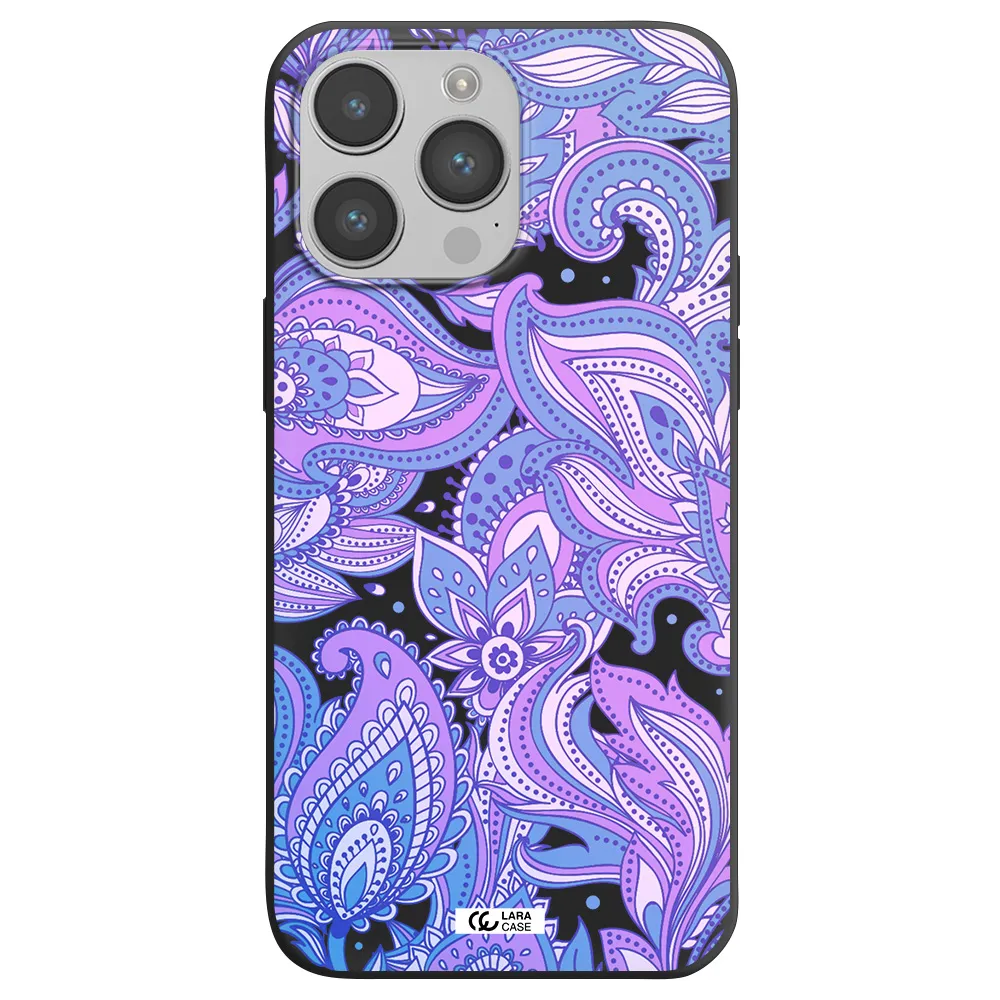 Purple Paisley Apple iPhone 14 pro max Silicone black Case