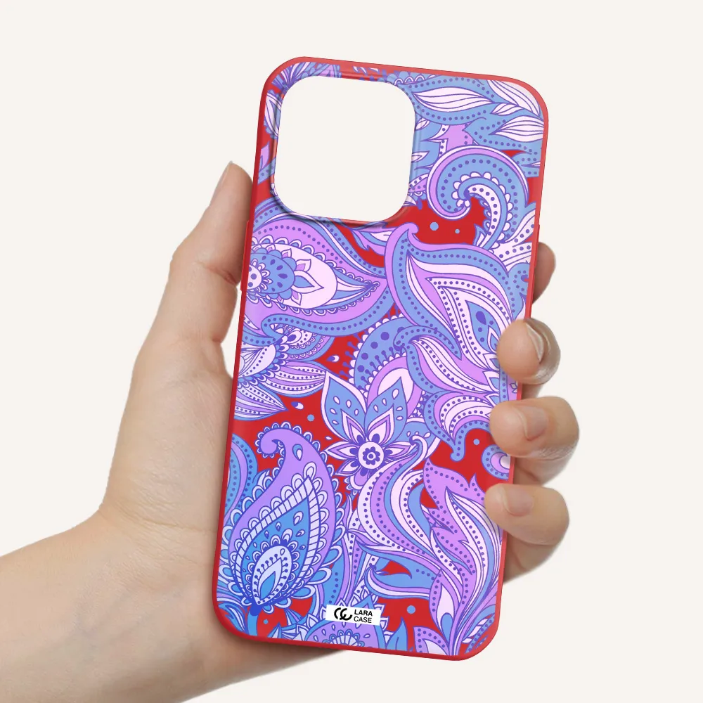 Purple Paisley Apple iPhone 14 pro max Silicone Imperial Red Case