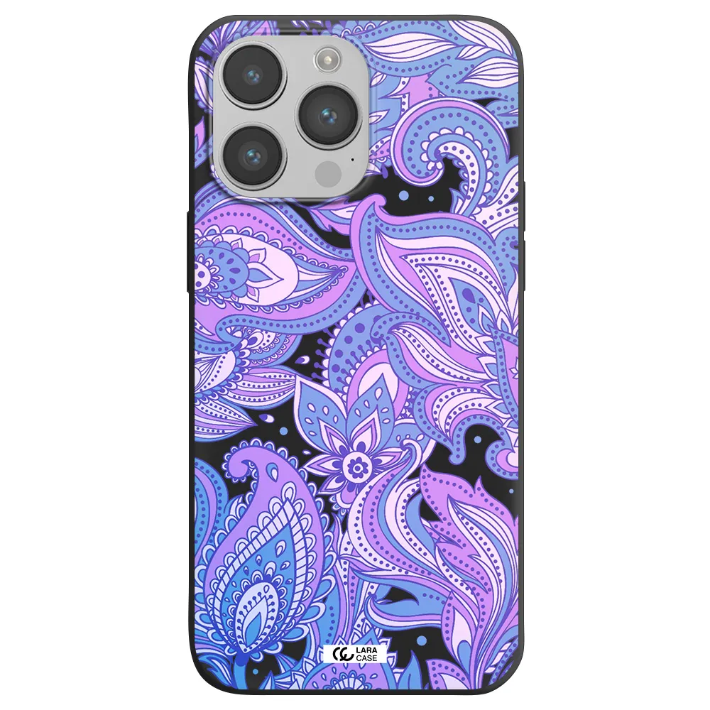 Purple Paisley Apple iPhone 14 pro Silicone black Case