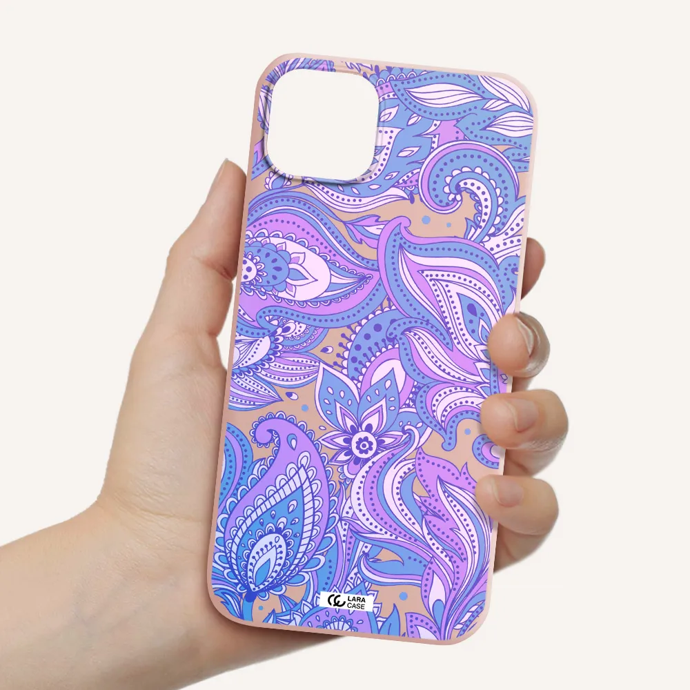 Purple Paisley Apple iPhone 14 Silicone pastel pink Case