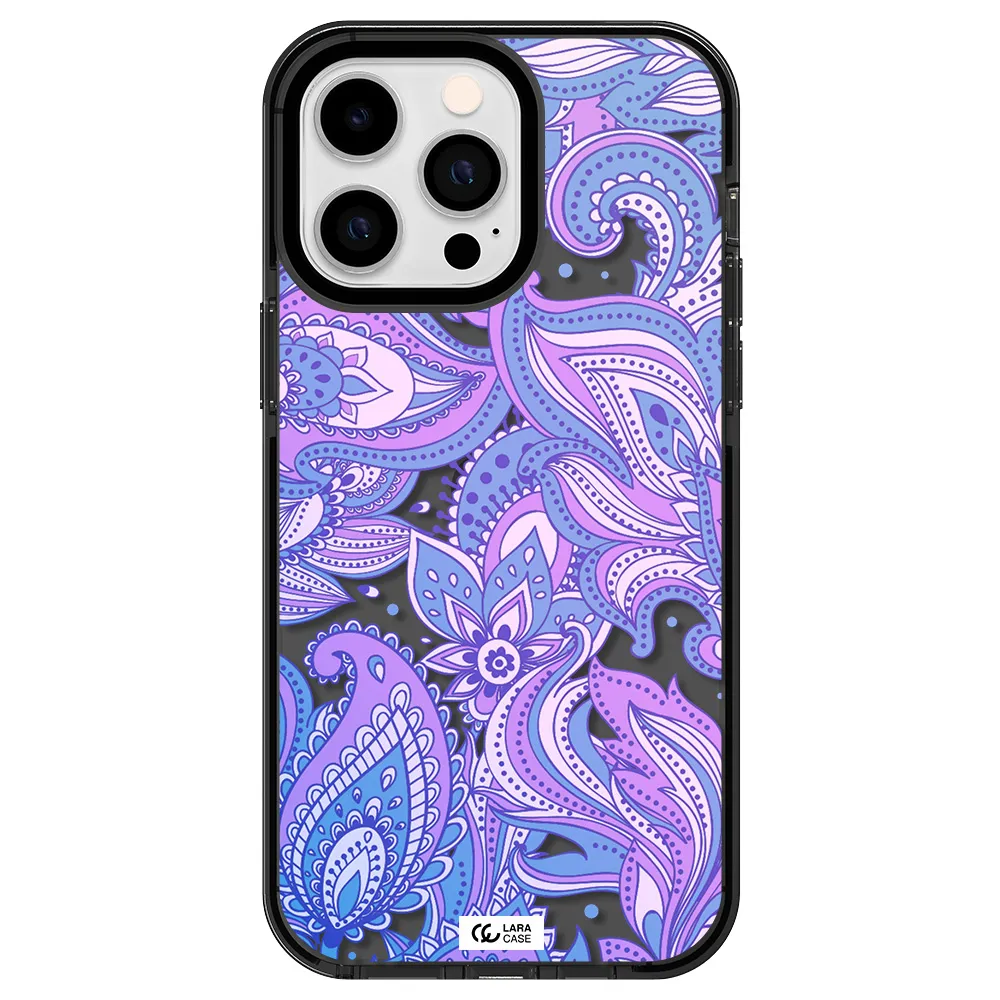 Purple Paisley Apple iPhone 15 Pro Max impact Smoke Black Case