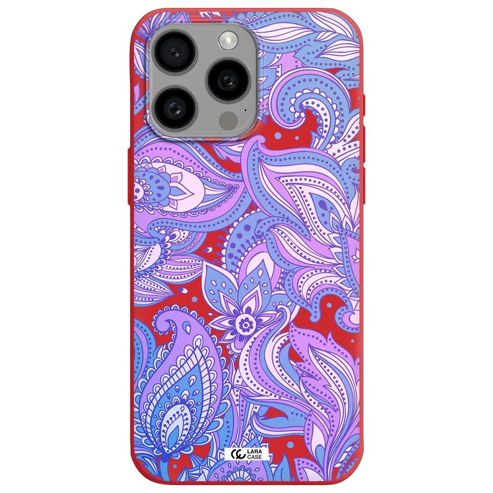 Purple Paisley Apple Iphone 15 Pro Max Silicone Imperial Red Case