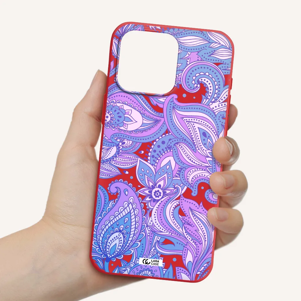 Purple Paisley Apple Iphone 15 Pro Max Silicone Imperial Red Case