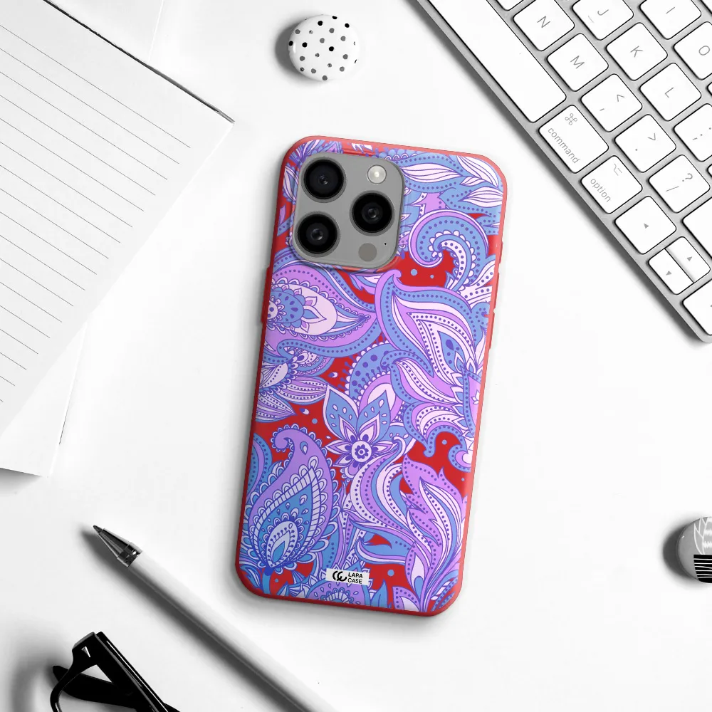 Purple Paisley Apple Iphone 15 Pro Max Silicone Imperial Red Case