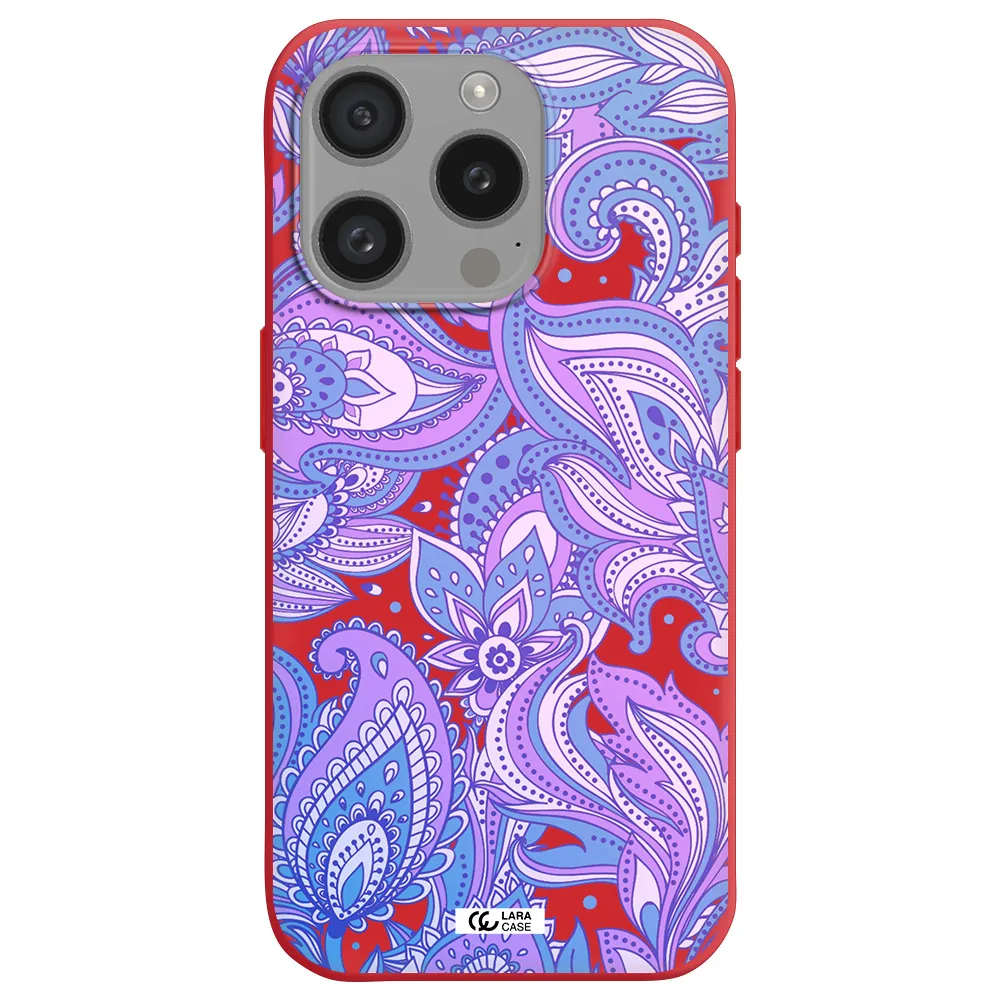 Purple Paisley Apple Iphone 15 Pro Silicone Imperial Red Case