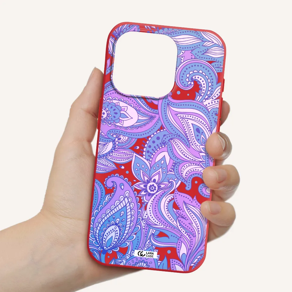 Purple Paisley Apple Iphone 15 Pro Silicone Imperial Red Case