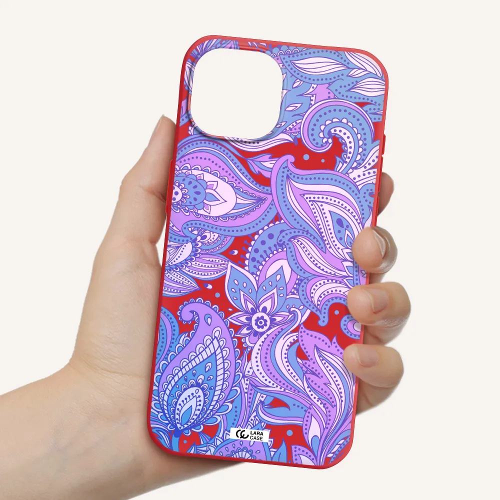 Purple Paisley Apple Iphone 15 Silicone Imperial Red Case